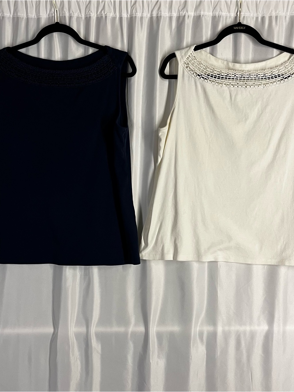 Westport Crochet-Yoke Tank - Navy and White